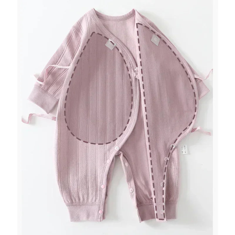 100% Cotton Long Sleeve Kimono Romper - Brown - Bodyfeu