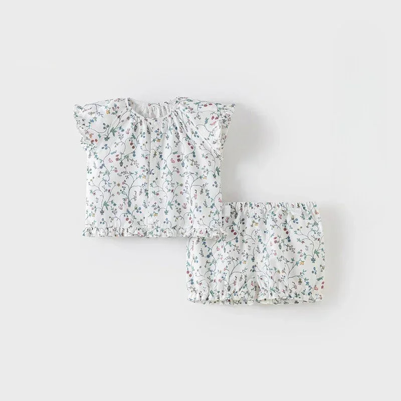 Cotton Short-Sleeve Top & Pants Set - Spring Branches - Bodyfeu