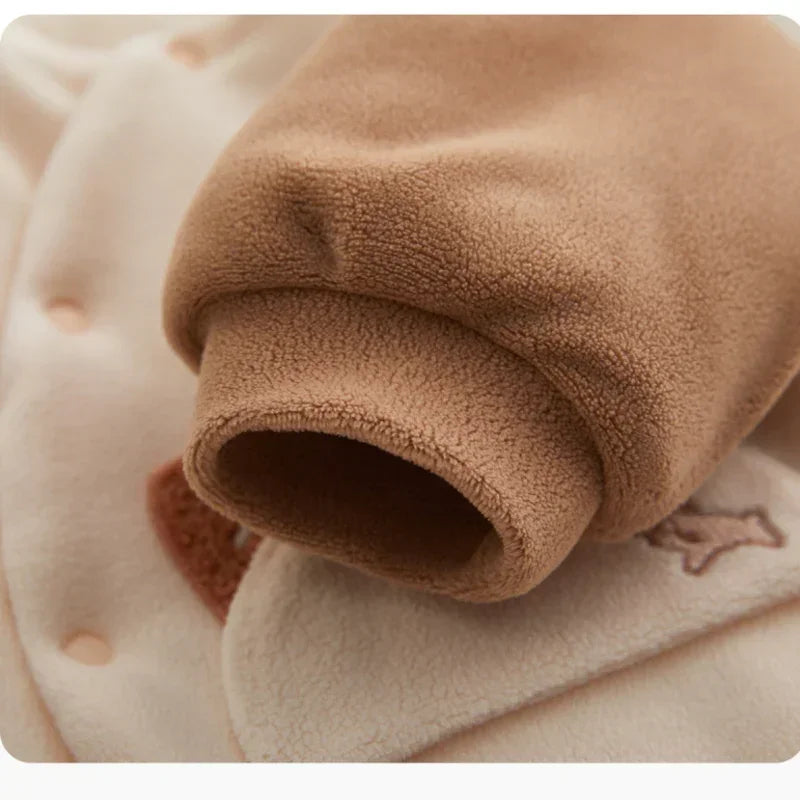 100% Cotton Extra Warm Long Sleeve Quilted Romper - Red Bunny - Bodyfeu