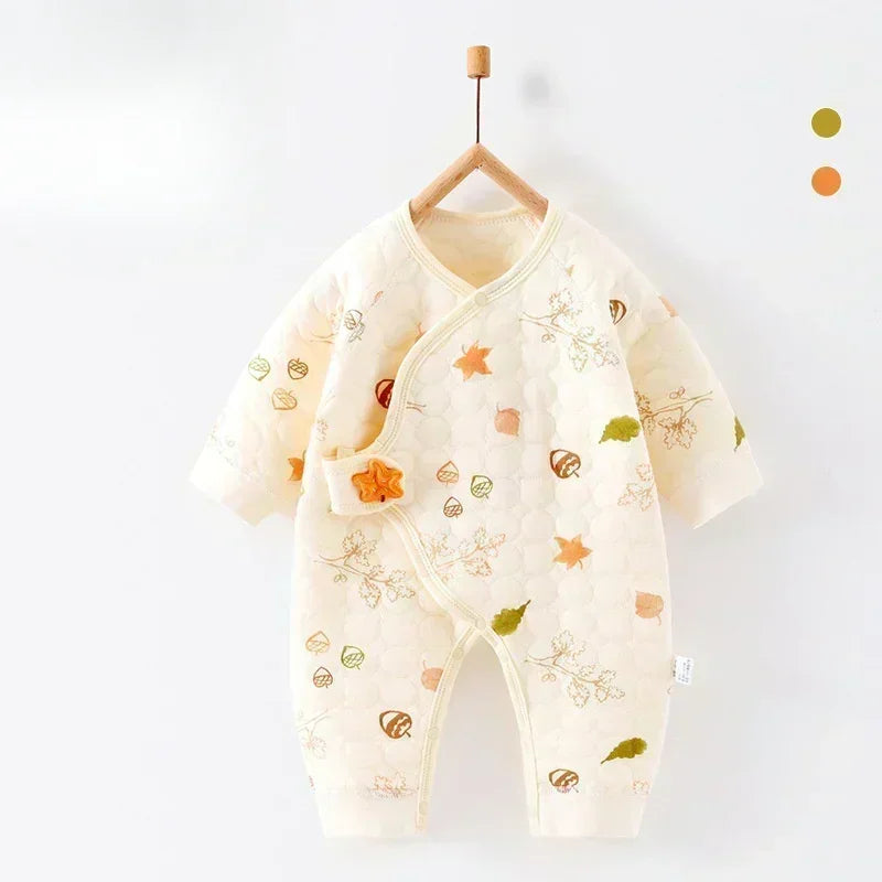 100% Cotton Warm Long Sleeve Romper with Velcro Closure - Bear - Bodyfeu