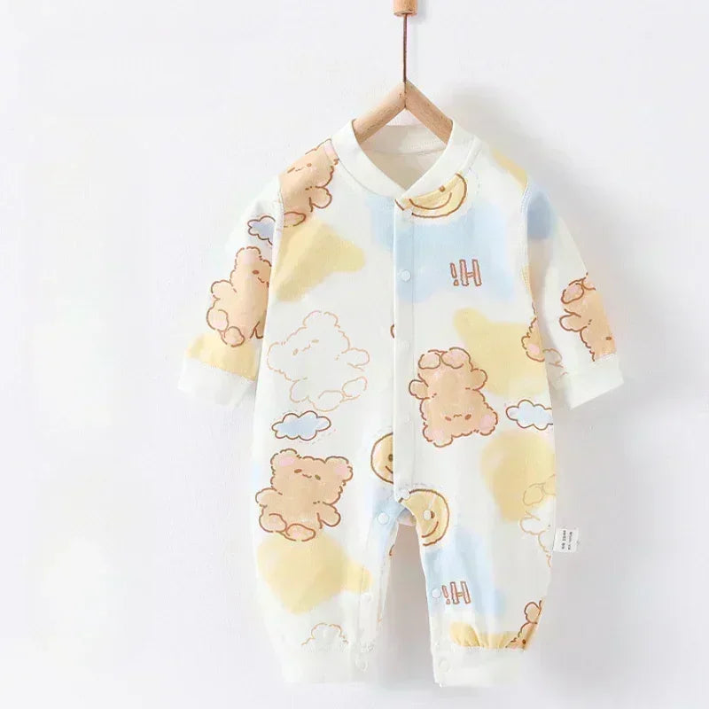 100% Cotton Snap-Up Long Sleeve Romper - Leopard - Bodyfeu