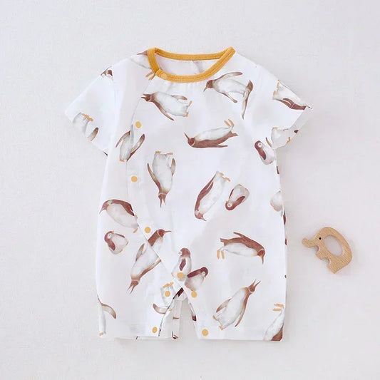 Cotton & Bamboo Muslin Short Sleeve Romper - Panda - Bodyfeu