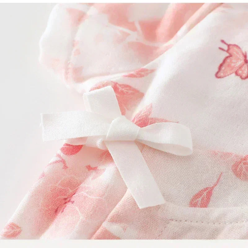 Cotton & Bamboo Muslin Short Sleeve Bodysuit - Green Leaves - Bodyfeu