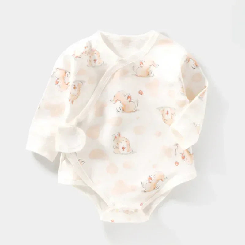 100% Cotton Long Sleeve Bodysuit with Velcro Closure- Adorable Cat - Bodyfeu