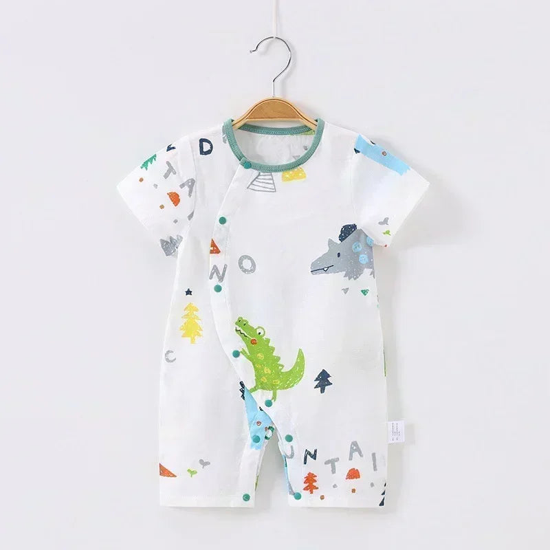 Cotton & Bamboo Muslin Short Sleeve Romper - Pear & Bunny - Bodyfeu