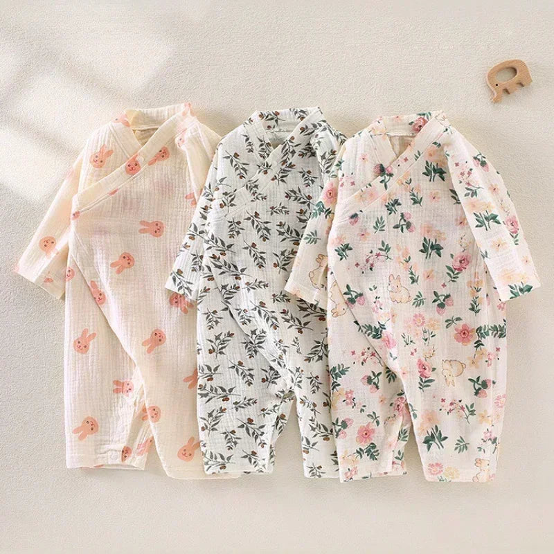 100% Cotton Muslin Long Sleeve Romper - Brown Bear - Bodyfeu