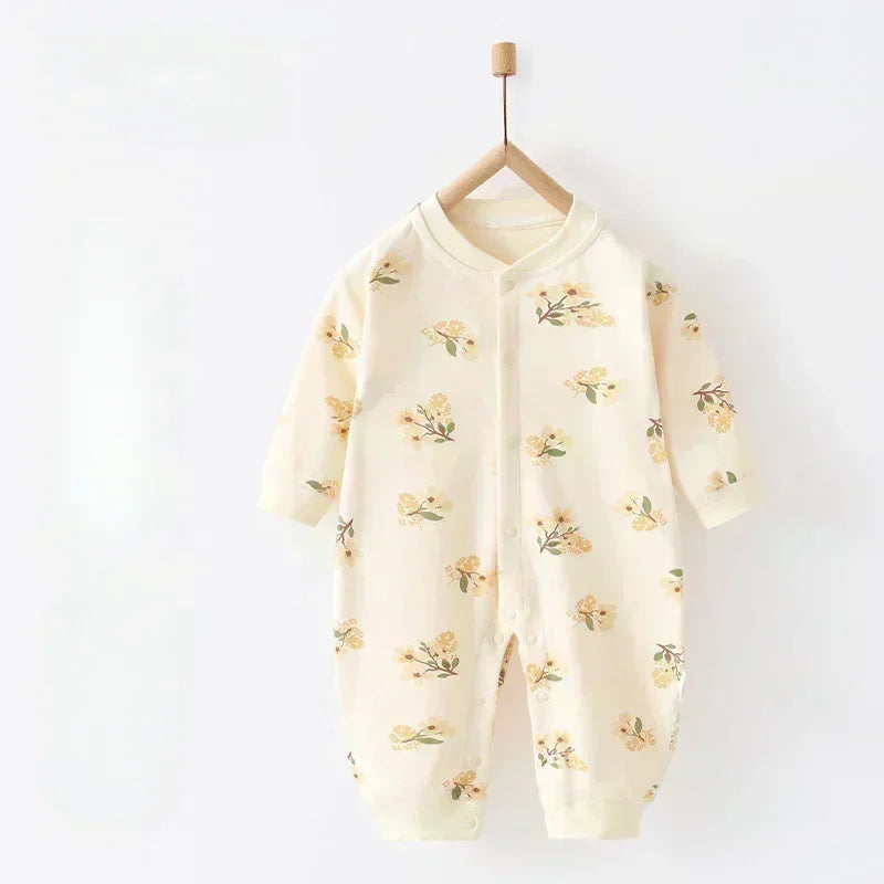 100% Cotton Snap-Up Long Sleeve Romper - Leopard - Bodyfeu