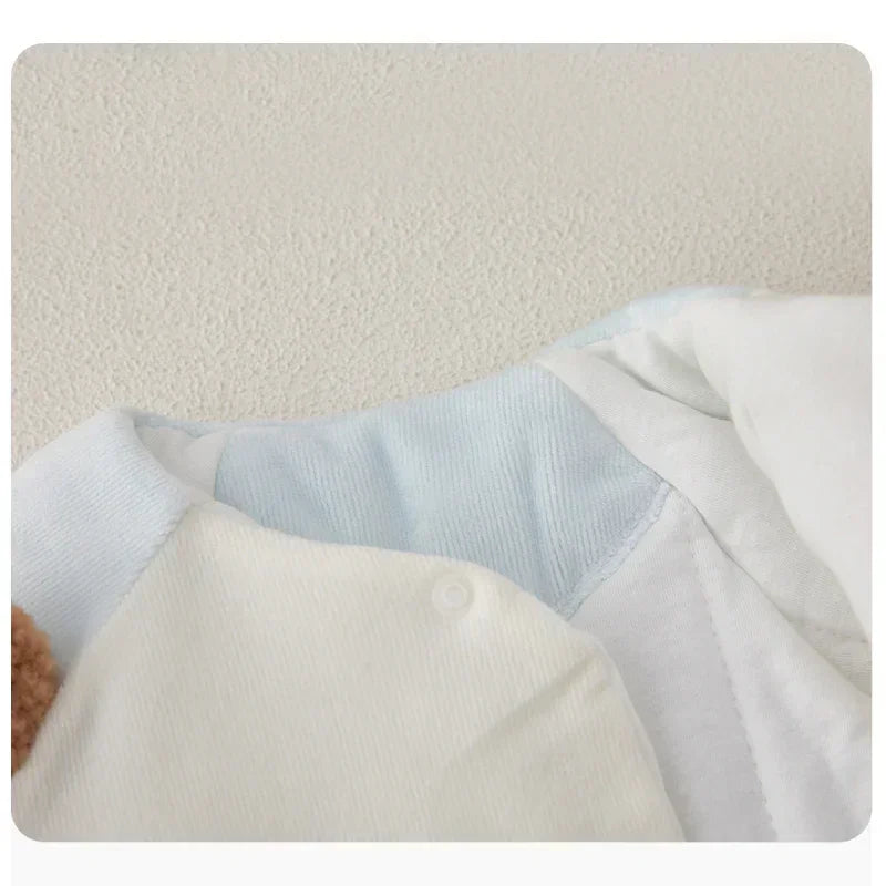 100% Cotton Extra Warm Long Sleeve Quilted Romper - Yellow Bear - Bodyfeu