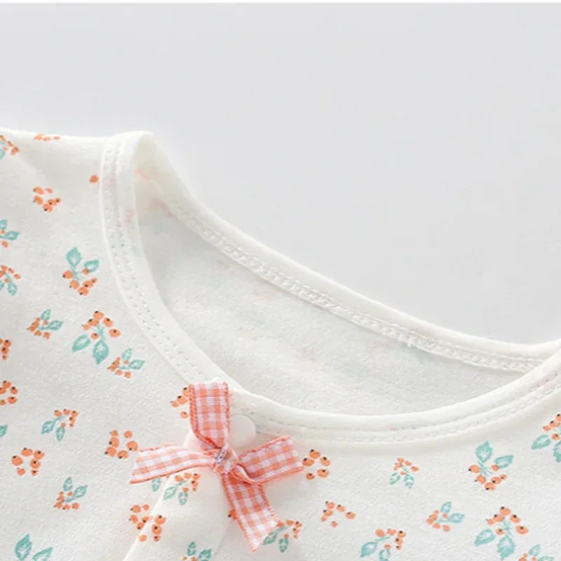 100% Cotton Long Sleeve Floral Bodysuit - Bunny Garden - Bodyfeu