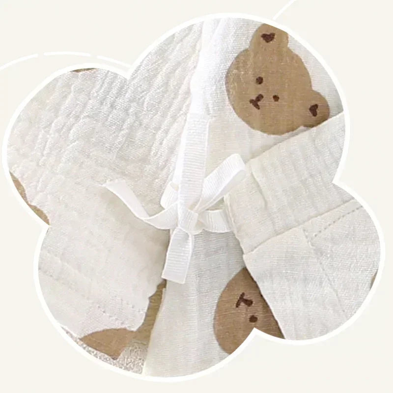 100% Cotton Muslin Long Sleeve Romper - Brown Bear - Bodyfeu