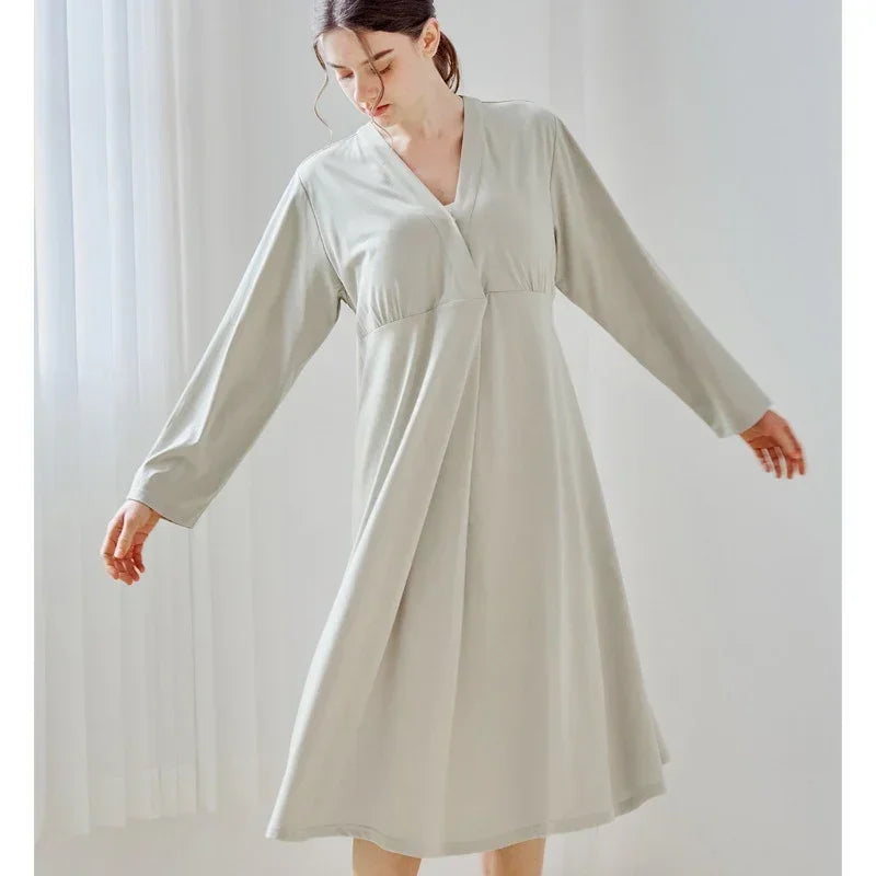 Cotton Snap-Up Maternity & Nursing Nightgown - Pink - Bodyfeu