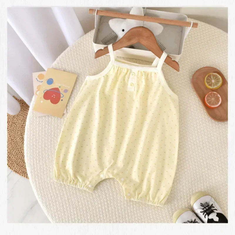 100% Cotton Sleeveless Romper - Pink Heart - Bodyfeu