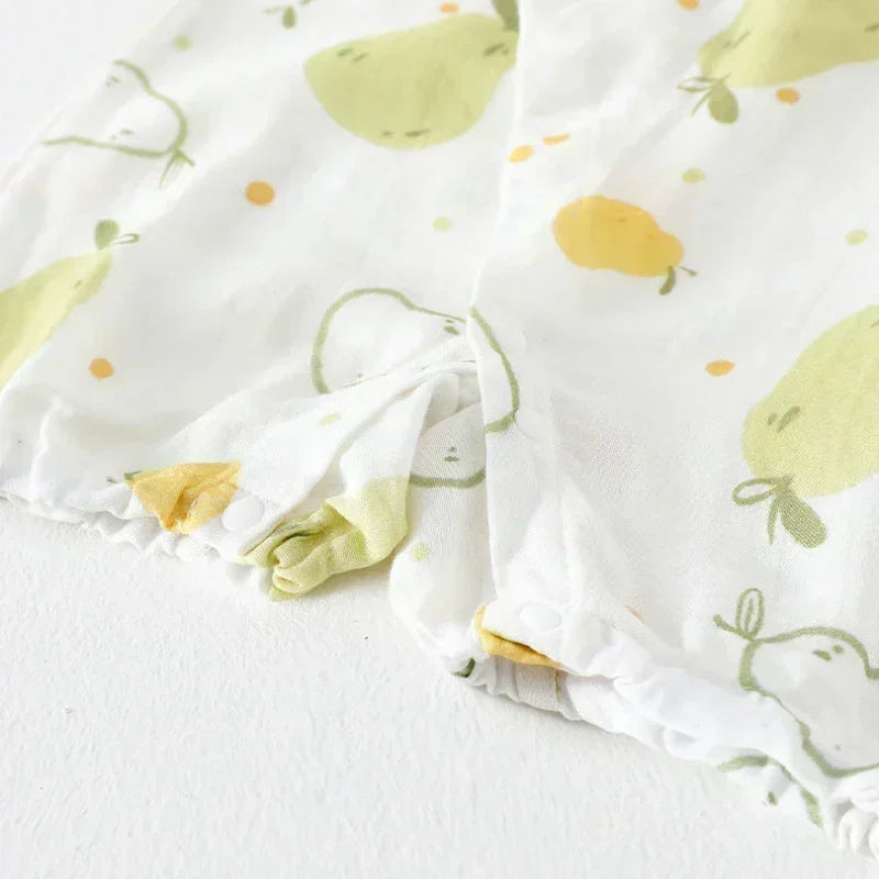 Cotton & Bamboo Muslin Short Sleeve Romper - Water Lily - Bodyfeu