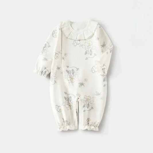 100% Cotton Long Sleeve Floral Romper - Asiatic Apple - Bodyfeu