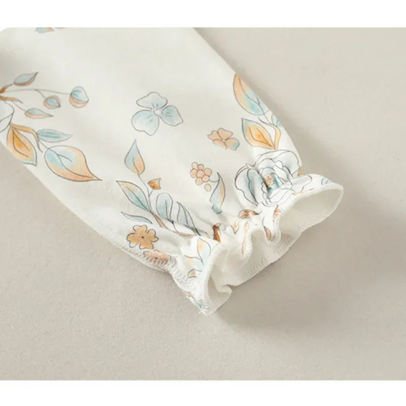 100% Cotton Long Sleeve Floral Romper - Asiatic Apple - Bodyfeu