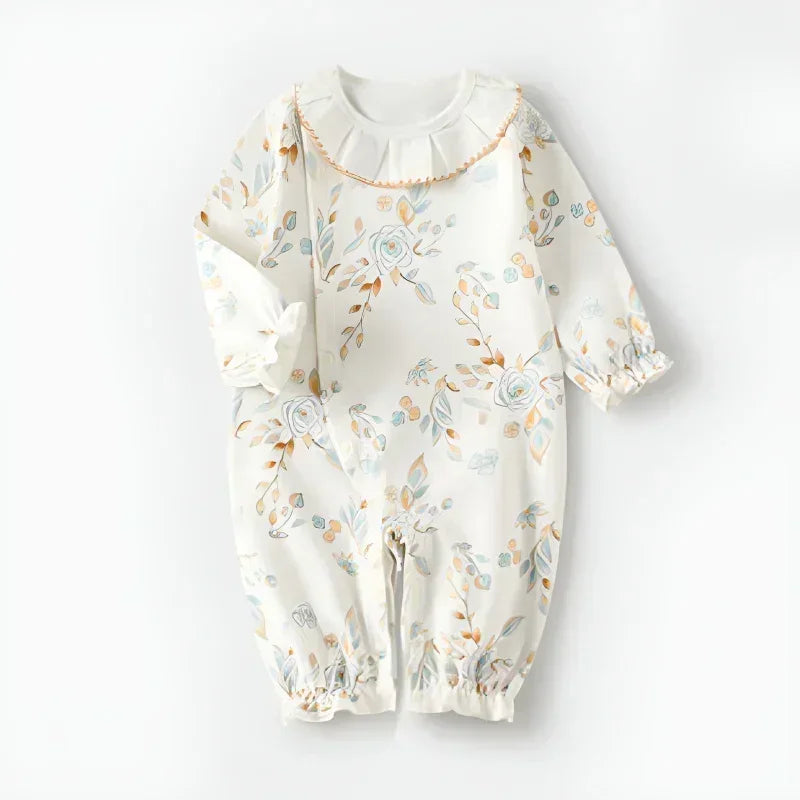 100% Cotton Long Sleeve Floral Romper - Asiatic Apple - Bodyfeu