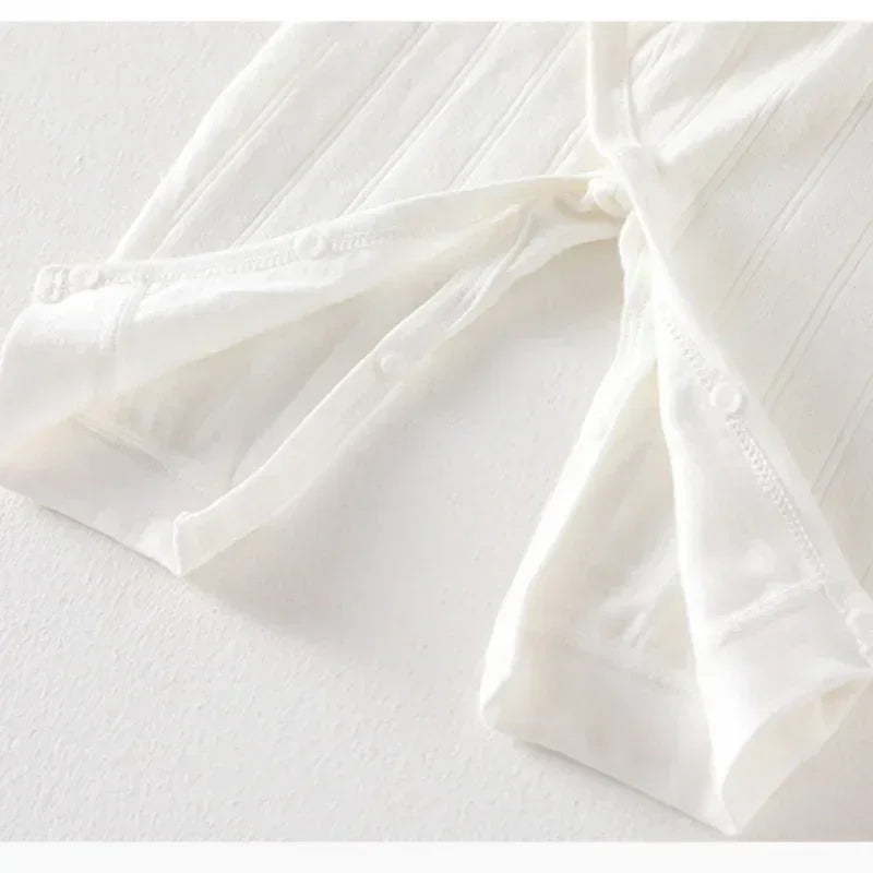 100% Cotton Long Sleeve Romper with Velcro Closure - Blue Flower - Bodyfeu