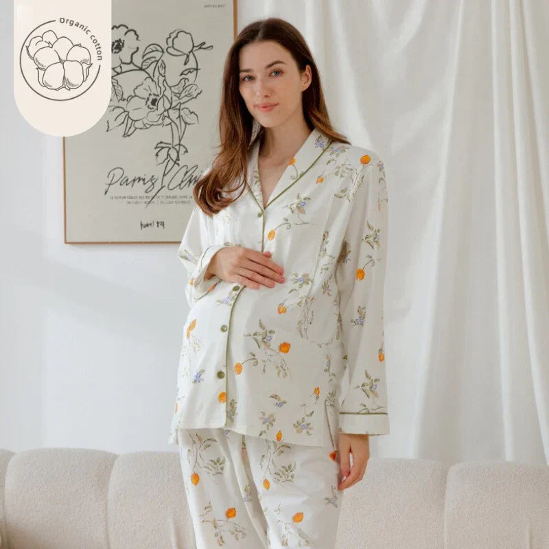 🔥Bodyfeu Muslin Button-Up Maternity Pajama- Orange Blossom - Bodyfeu