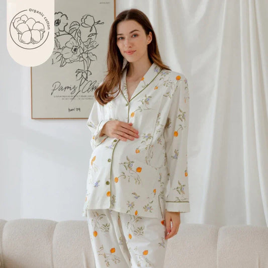 🔥Bodyfeu Muslin Button-Up Maternity Pajama- Orange Blossom - Bodyfeu
