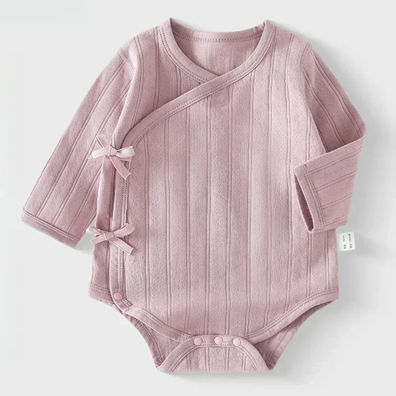 100% Cotton Long Sleeve Kimono Bodysuit - Brown - Bodyfeu