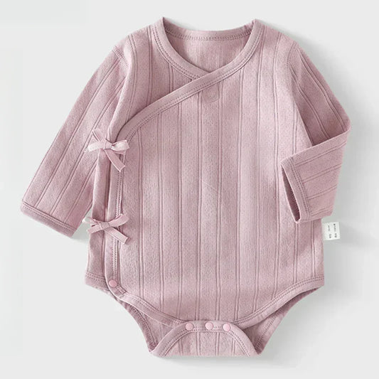 100% Cotton Long Sleeve Kimono Bodysuit - Brown - Bodyfeu