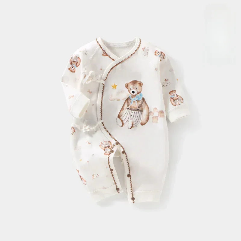 100% Cotton Long Sleeve Kimono Romper - Bunny & Bicycle - Bodyfeu