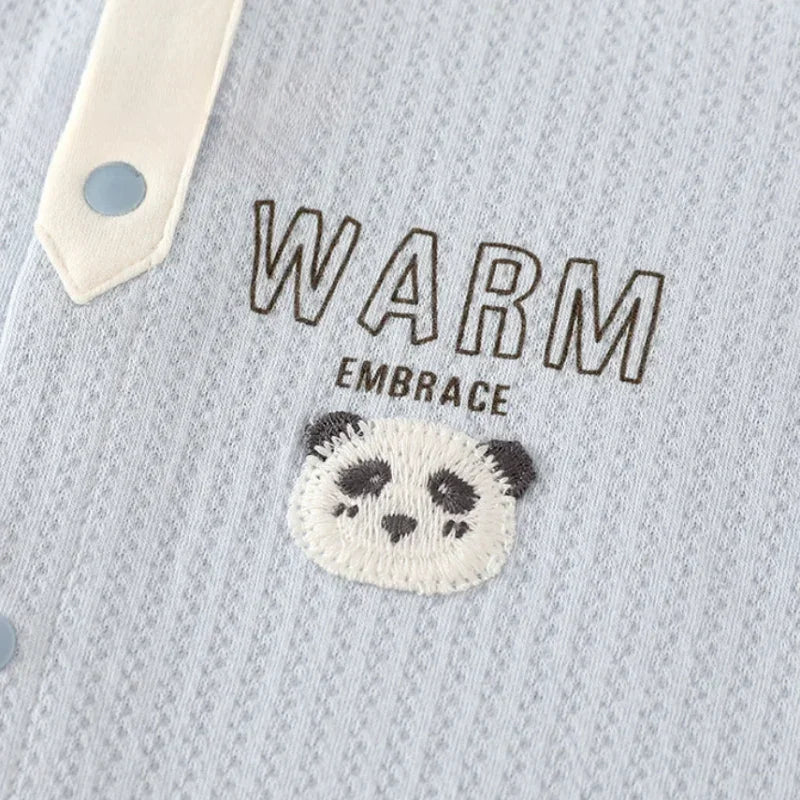 100% Cotton Long Sleeve Romper - Yellow Panda - Bodyfeu