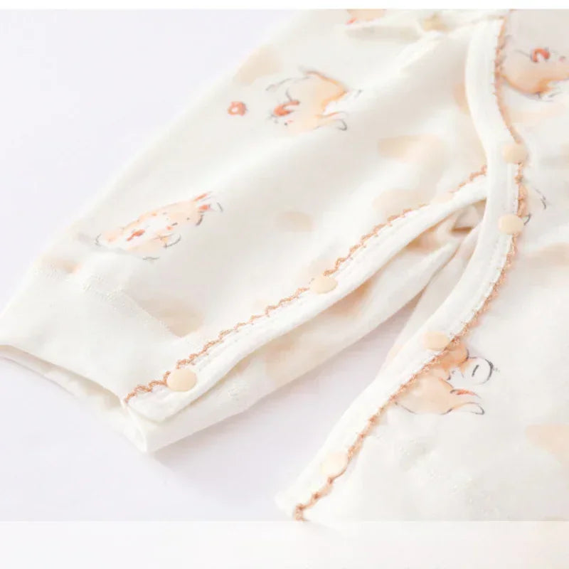 100% Cotton Long Sleeve Kimono Romper - Bunny & Bicycle - Bodyfeu