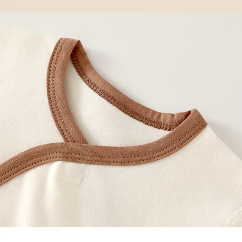 Cotton Long Sleeve Bodysuit with Velcro Closure - Blue Deer - Bodyfeu