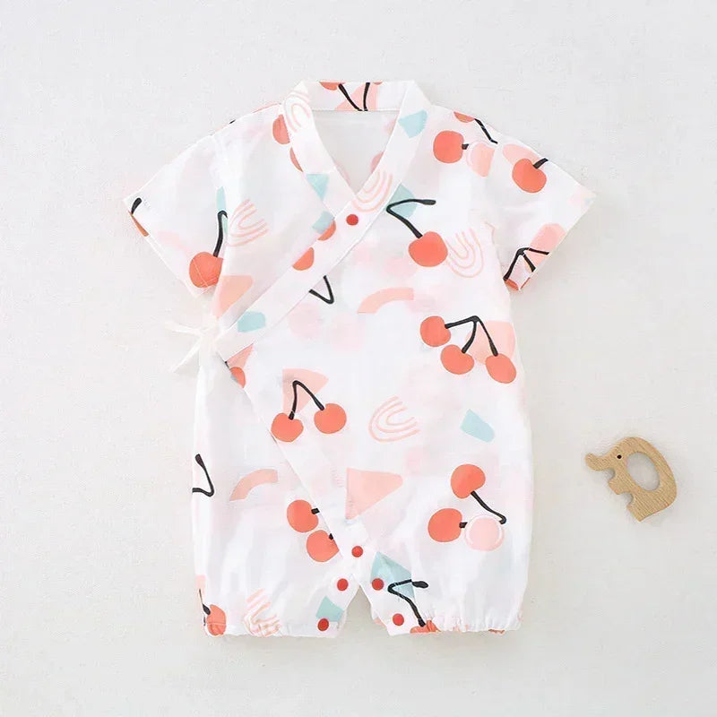 Cotton & Bamboo Muslin Short Sleeve Romper - Goose - Bodyfeu