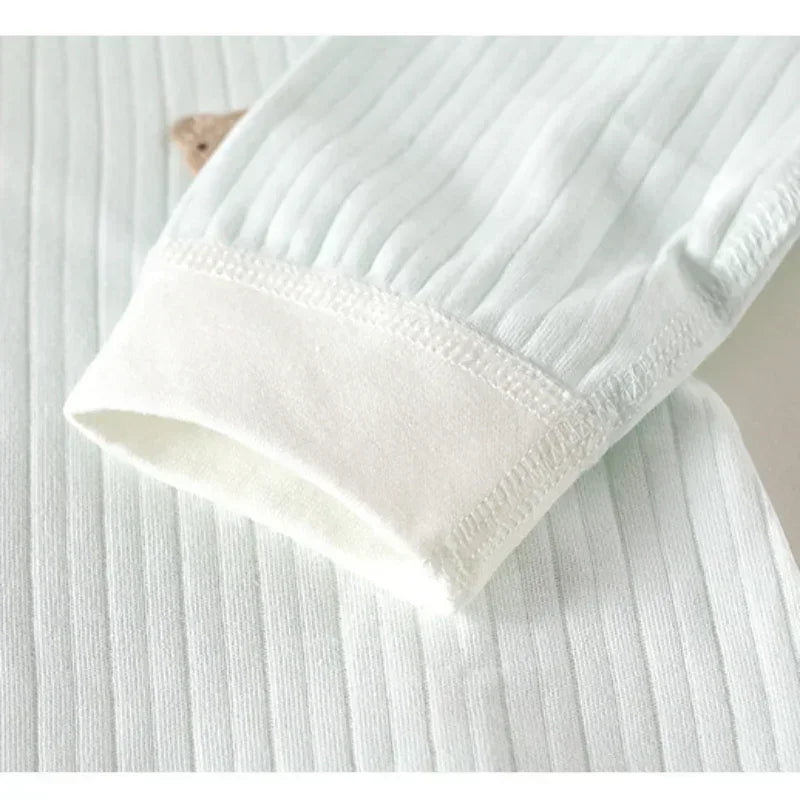 100% Cotton Long Sleeve Snap-Up Romper - Yellow Bear - Bodyfeu