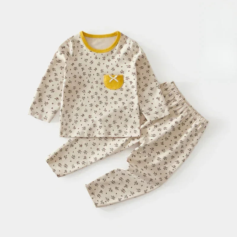 100% Cotton Long Sleeve Top & Pants Set - Brown Plaid - Bodyfeu