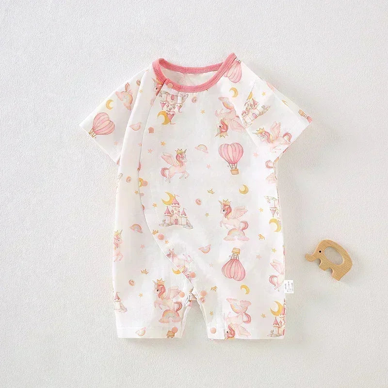 Cotton & Bamboo Muslin Short Sleeve Romper - Pear & Bunny - Bodyfeu