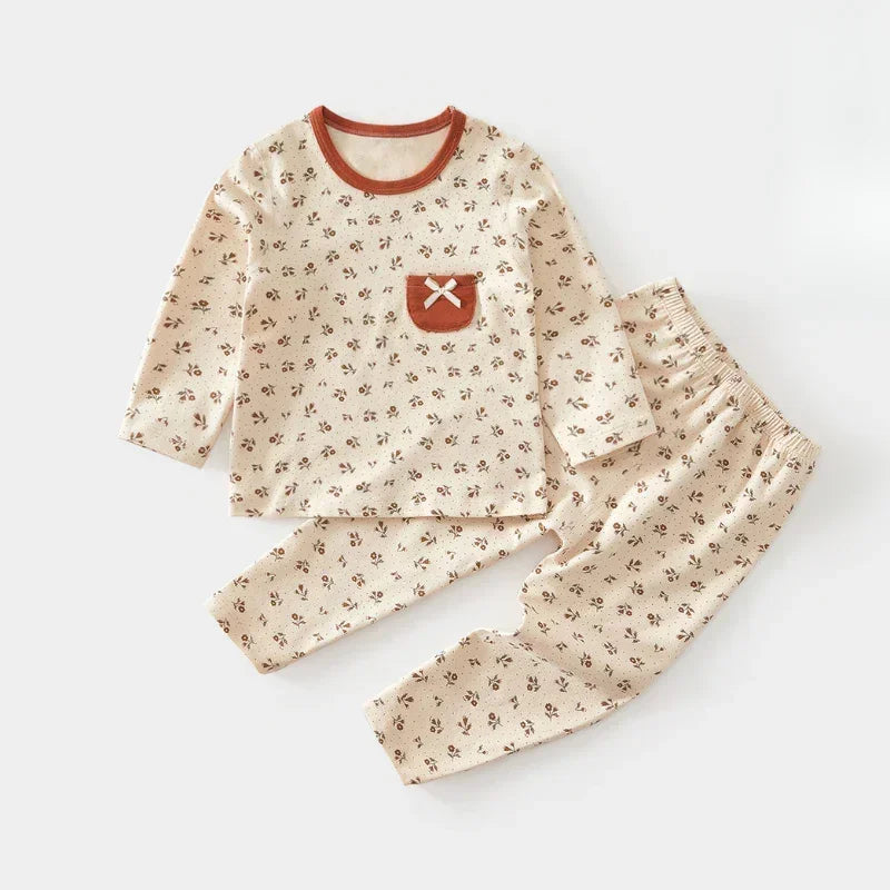 100% Cotton Long Sleeve Top & Pants Set - Brown Plaid - Bodyfeu