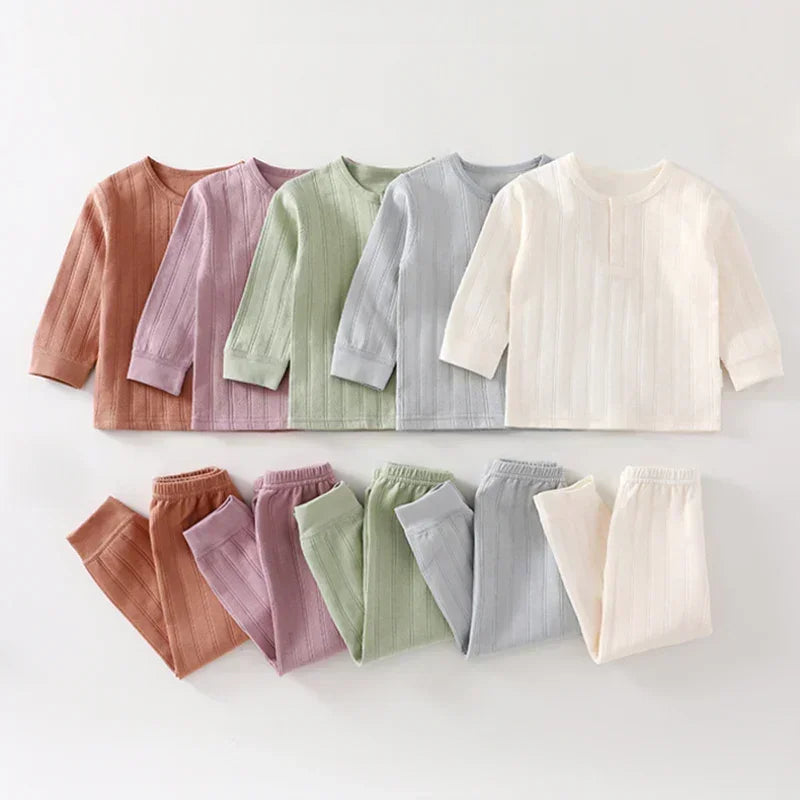 100% Cotton Long Sleeve Top & Pants Set- Brown - Bodyfeu