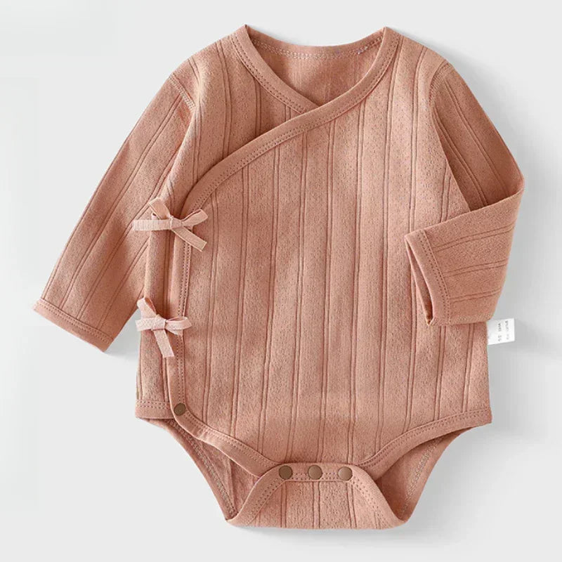 100% Cotton Long Sleeve Kimono Bodysuit - Brown - Bodyfeu
