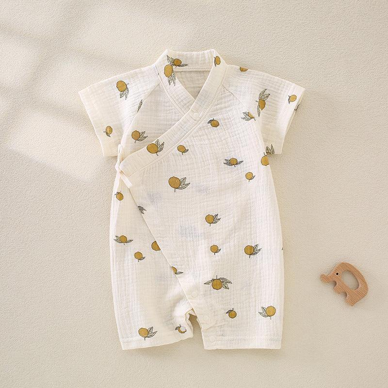 100% Cotton Muslin Short Sleeve Romper - Brown Bear - Bodyfeu