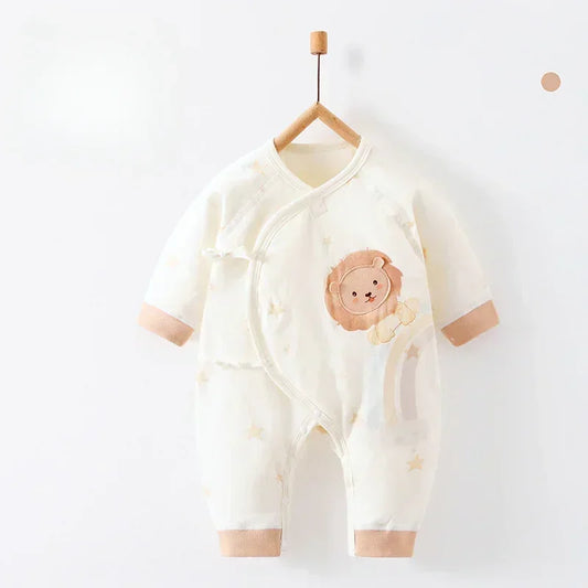 100% Cotton Long Sleeve Quilted Romper - Beige Lion - Bodyfeu