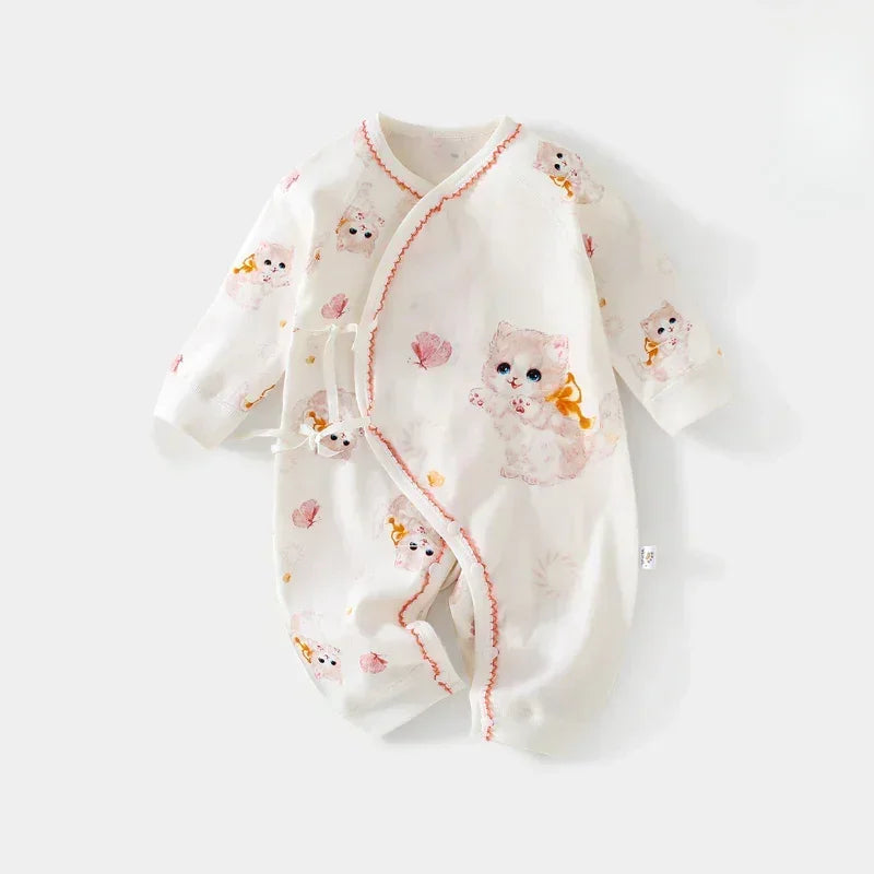 100% Cotton Long Sleeve Kimono Romper - Bunny & Bicycle - Bodyfeu