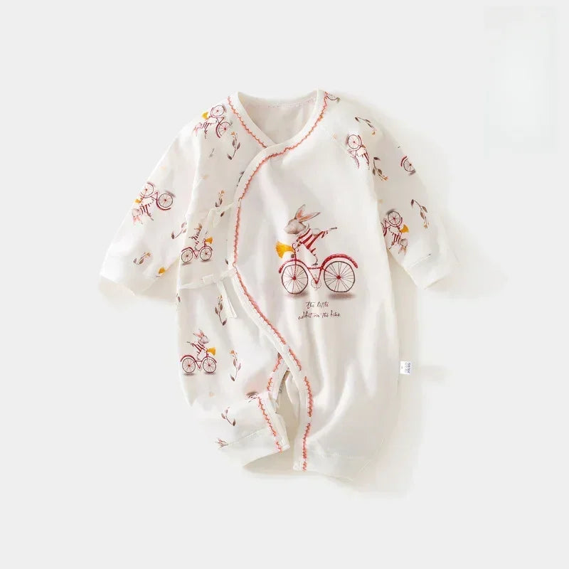 100% Cotton Long Sleeve Kimono Romper - Bunny & Bicycle - Bodyfeu