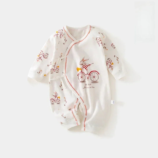 100% Cotton Long Sleeve Kimono Romper - Bunny & Bicycle - Bodyfeu