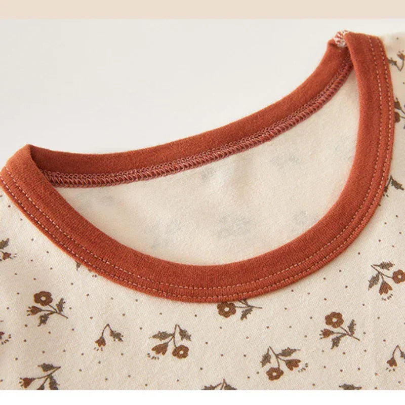 100% Cotton Long Sleeve Top & Pants Set - Brown Plaid - Bodyfeu