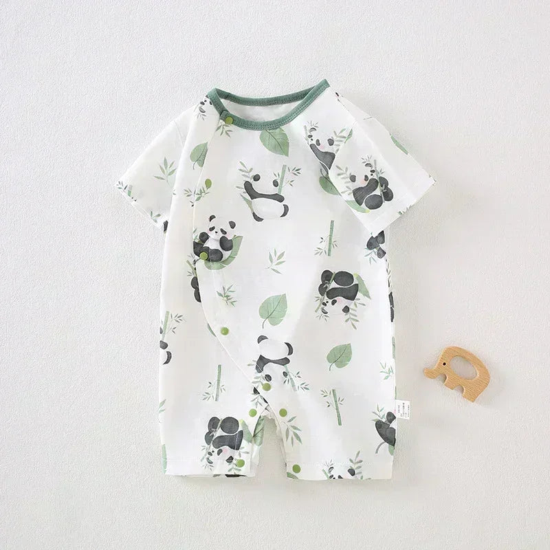Cotton & Bamboo Muslin Short Sleeve Romper - Pear & Bunny - Bodyfeu