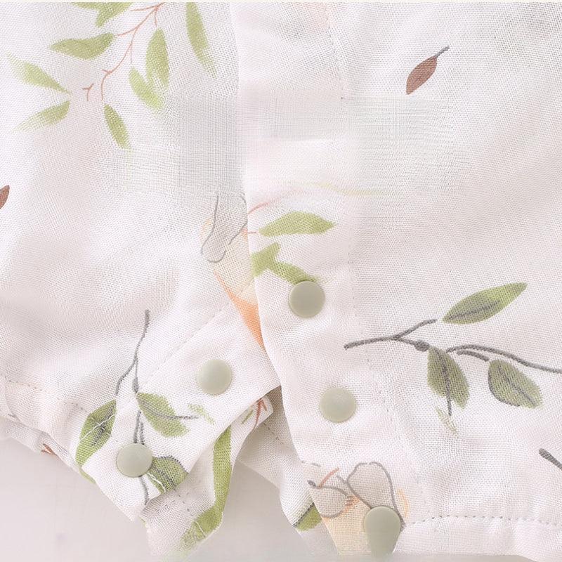 Cotton & Bamboo Muslin Short Sleeve Romper - Goose - Bodyfeu