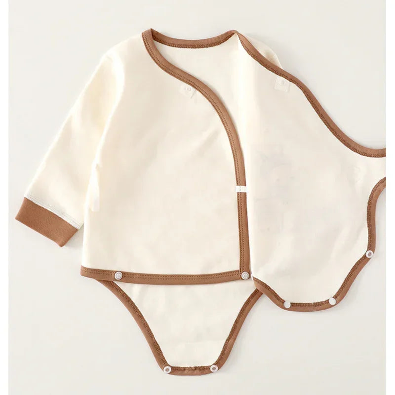 Cotton Long Sleeve Bodysuit with Velcro Closure - Blue Deer - Bodyfeu