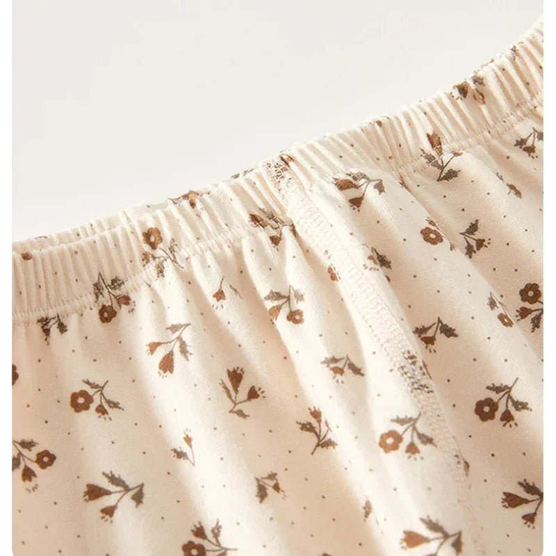 100% Cotton Long Sleeve Top & Pants Set - Brown Plaid - Bodyfeu