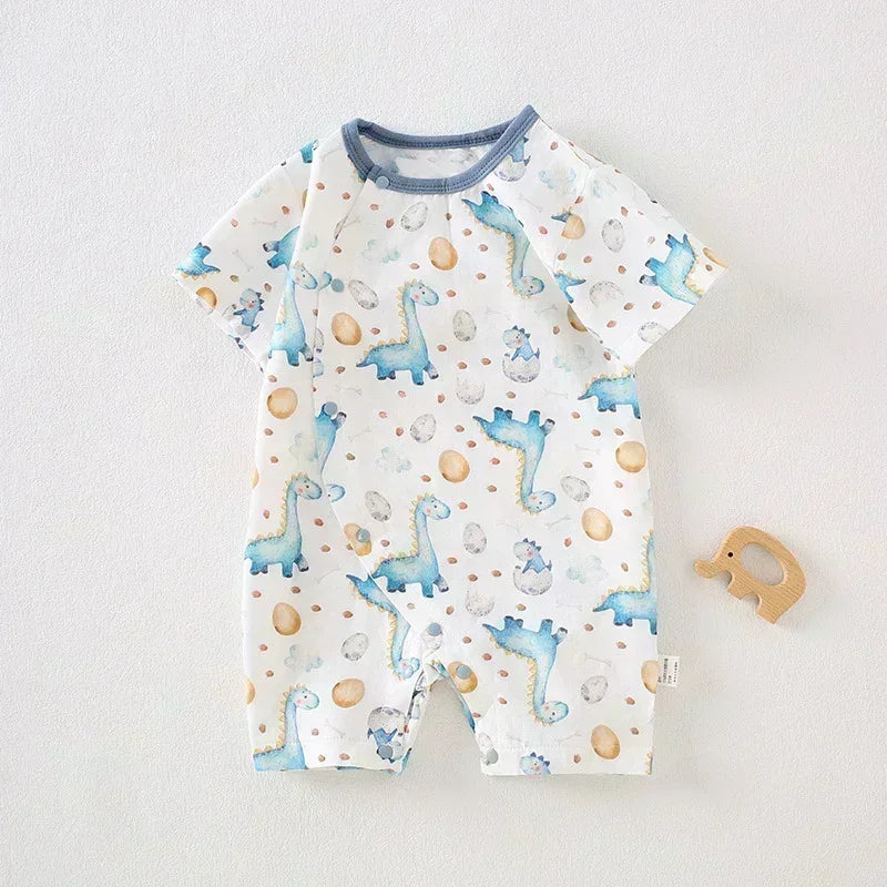 Cotton & Bamboo Muslin Short Sleeve Romper - Pear & Bunny - Bodyfeu