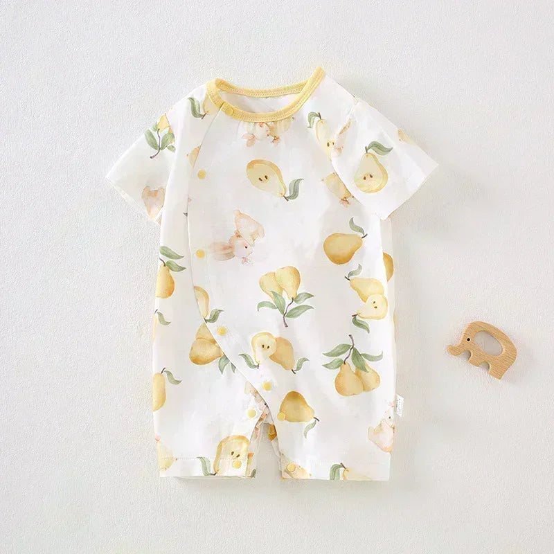 Cotton & Bamboo Muslin Short Sleeve Romper - Pear & Bunny - Bodyfeu
