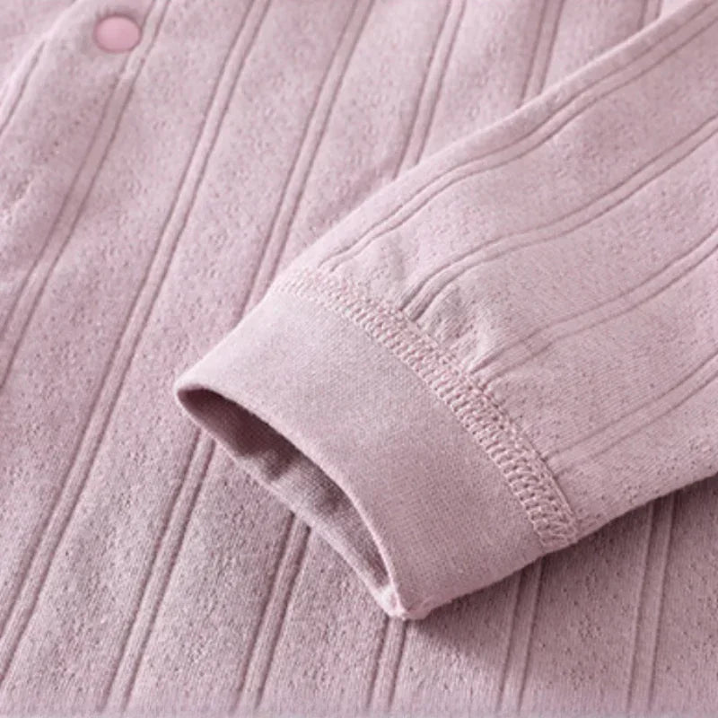 100% Cotton Long Sleeve Side-Snap Romper - Brown - Bodyfeu