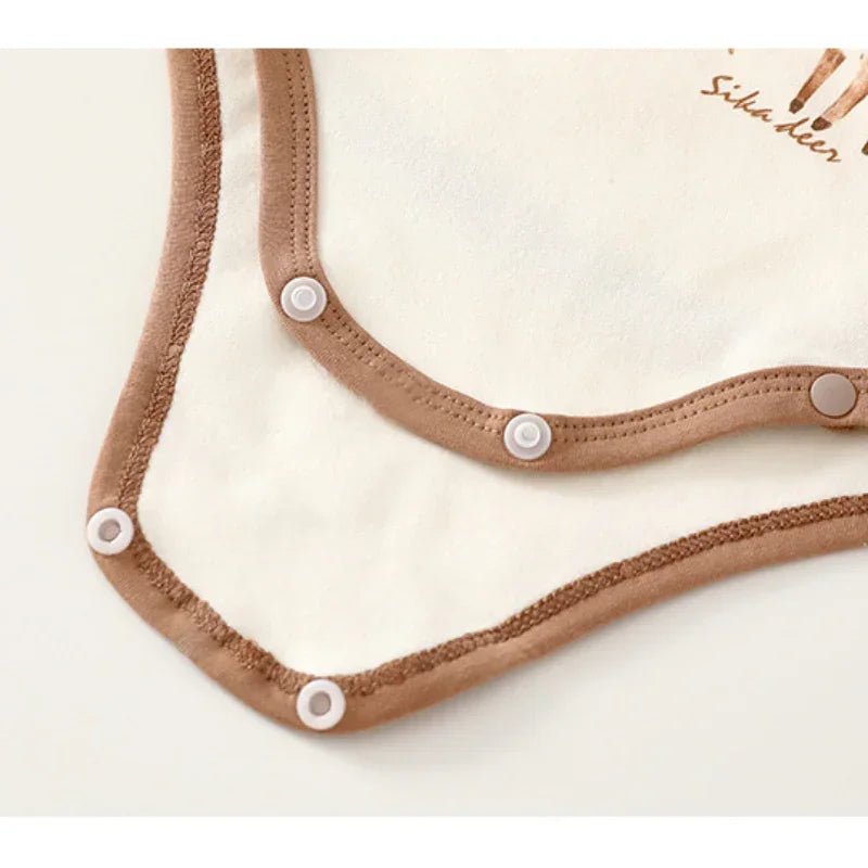 Cotton Long Sleeve Bodysuit with Velcro Closure - Blue Deer - Bodyfeu